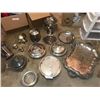Image 1 : Silver plated set including; huge ornate serving tray, candy dish, teapot with cream and sugar, 2 ch