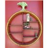 Image 1 : Round Bamboo Design Wall Display Shelving 25"D w/ Contents