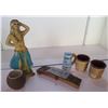 Image 1 : Hula Girl Figurine 16"H, Aloha State License Plate, 3 Shot Glasses & Coconut Cup