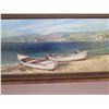 Image 2 : Wood Framed Ocean Scene w/ Boats Artwork Signed Ruane Manning 40"x16"