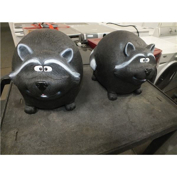 2 Raccoon Garden Ornaments