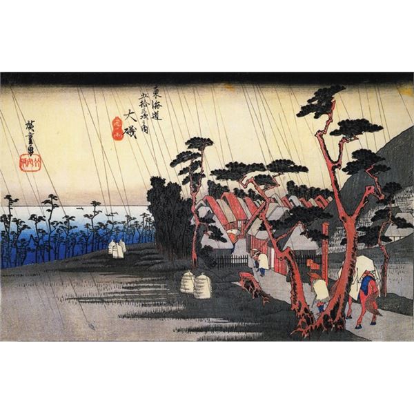 Hiroshige Rain on a Town by the Coast