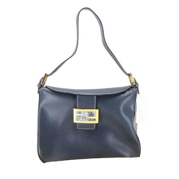 Fendi Navy Blue Leather Shoulder Bag