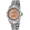 Image 2 : Rolex Ladies 26 Stainless Steel Salmon Pyramid Diamond Oyster Perpetual Datejust