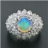 Image 2 : Vintage 14k Gold 7.50 ctw Round Cabochon Opal & Diamond Cocktail Statement Ring