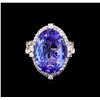 Image 2 : 10.18 ctw Tanzanite and Diamond Ring - 14KT White Gold