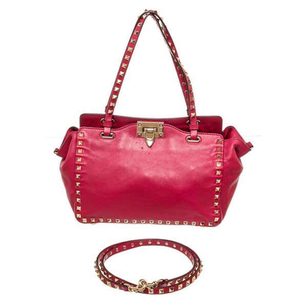 Valentino Pink Leather Small Rockstud Shoulder Bag