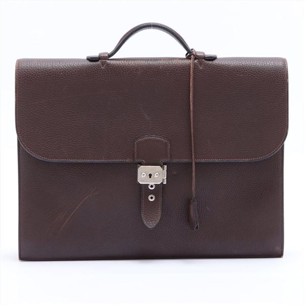 Hermes Cacao Togo Leather Sac a Depeches 38cm Briefcase Bag