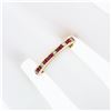 Image 4 : Vintage 18k Yellow Gold Channel French Ruby & Diamond Engraved Stack Band Ring