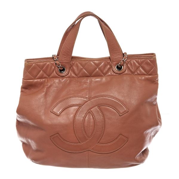 Chanel Brown Calfskin CC Chain Hobo Bag