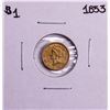 Image 1 : 1853 $1 Liberty Head Gold Dollar Coin