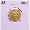 Image 1 : 1862 $3 Indian Princess Head Gold Coin