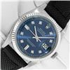 Image 2 : Rolex Men's Stainless Steel Blue Diamond Datejust Wristwatch with Nylon Strap