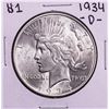 Image 1 : 1934-D $1 Peace Silver Dollar Coin
