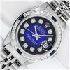 Image 1 : Rolex Ladies Stainless Steel Blue Vignette Diamond & Sapphire Datejust Wristwatch