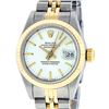 Image 1 : Rolex Ladies Two Tone White Index Fluted Datejust Wristwatch