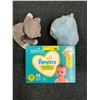 Image 1 : Pampers - Approx. 66 Diapers and set of two baby soft toys