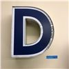 Medium size capital “D” lighted letter (Blue & white)