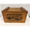 Image 1 : Wooden dovetailed lidded pine box with stag motif from movie set - 16in x 9in x 9 3/4in