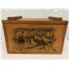 Image 3 : Wooden dovetailed lidded pine box with stag motif from movie set - 16in x 9in x 9 3/4in