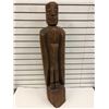 Image 1 : Approx. 3 1/2 ft tall West Coast First Nations carved wooden totem w/ abalone accents (unsigned)