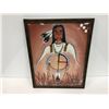 Image 1 : Framed original First Nations painting "Medicine Wheel" by artist John Turo 1989 - 12in x 14in