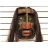 Image 1 : First Nations carved face mask w/ authentic looking hair & copper eye accents (unsigned) -12in x 9in