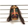 Image 1 : West Coast First Nations carved wooden face mask w/ fur & authentic looking hair (unsigned) - 8in x