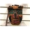 Image 1 : West Coast First Nations carved wooden face mask w/ fur & authentic looking hair signed F M - approx