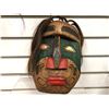 Image 1 : West Coast First Nations yellow cedar carved face mask w/ abalone eyes & authentic looking hair sign
