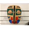 Image 1 : West Coast First Nations yellow cedar carved face mask w/ copper eyes signed Telqua 1997 - approx. 5