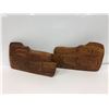 Image 1 : Pair of West Coast First Nations raven/ salmon wooden carvings by J Tom - approx. 9 1/2in x 5 1/2in