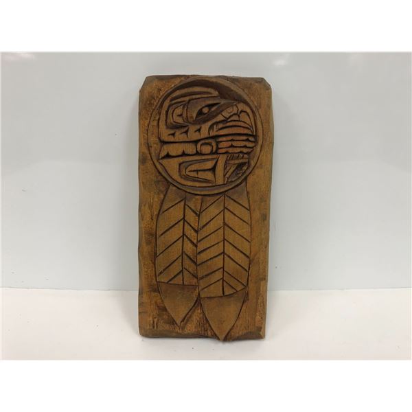 West Coast First Nations cedar carving  Chief Eagle  by artist Ian Joseph - approx. 7in x 4in