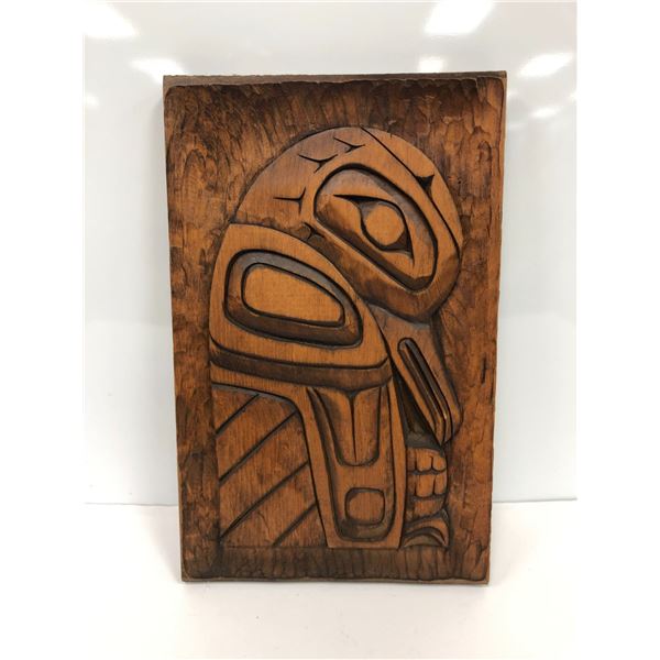 West Coast First Nations raven carving by Joe Campbell - approx. 12in x 7 1/2in