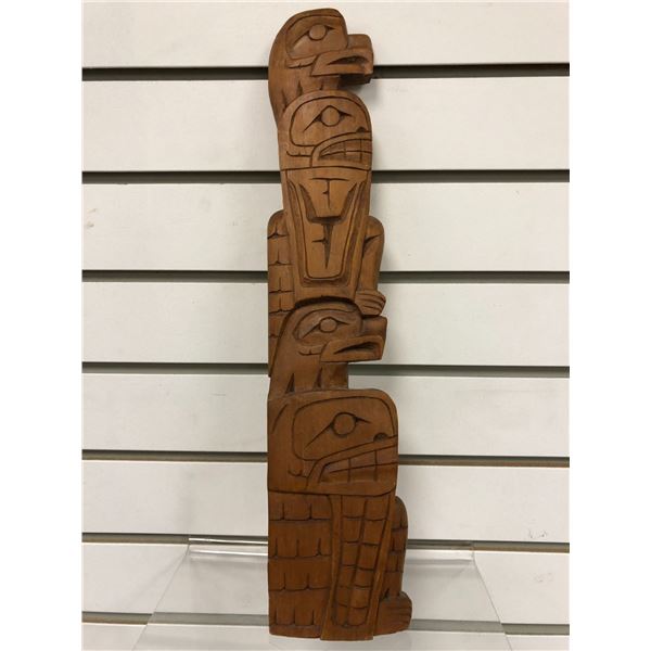 West Coast First Nations cedar carving (unsigned) - approx. 17in x 3 1/2in