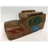 Image 2 : Cedar carved bear mask w/ abalone & copper accents by Telqua 1996 - approx. 9in x 4in