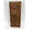 Image 1 : Killer Whale & Eagle Head wood carving on plank by Jim Jules Oct 5th 1996 - 17in x 7in
