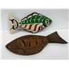 Image 1 : Two wooden halibut wood carvings - Gordon Gladstone 1992/ second carving's writing illegible - appro