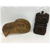Image 1 : Two First Nations carvings - "Eagle" by L Wilson 1993 & "L Palquette Cree" - Eagle approx. 9 1/2in x