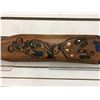 Image 3 : Carved wooden "Whale" paddle signed F M - approx. 33 1/2in x 4 1/2in