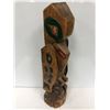 Image 1 : West Coast First Nations wooden carved totem w/ copper & abalone accents by Telqua 1999 - approx. 21