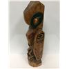 Image 2 : West Coast First Nations wooden carved totem w/ copper & abalone accents by Telqua 1999 - approx. 21
