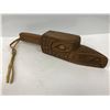 Image 2 : West Coast First Nations carved wooden "Raven" rattle w/ copper eyes (unsigned) - approx. 13 1/2in x