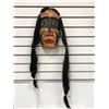 Image 1 : 11in West Coast First Nations wood carved face mask w/ authentic looking hair signed Telqua 1998