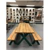 Image 2 : Natural & painted green 3 pc wooden picnic table set