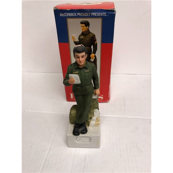 Vintage SGT. Elvis collectible porcelain decanter McCormick Straight Bourbon Whiskey (seal intact)