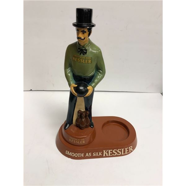 Smooth As Silk Kessler scotch whiskey chalkware advertisement display