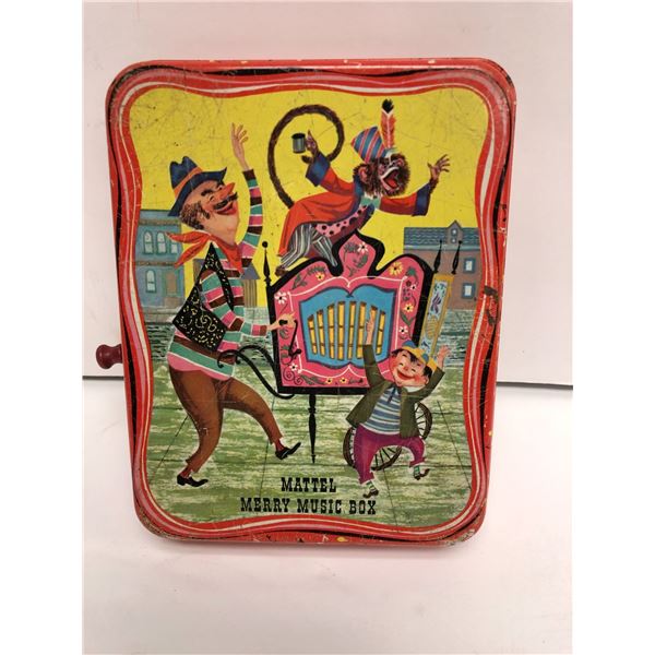 Vintage Mattel tin lithograph wind up Merry Music Box