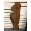 Image 3 : 33in West Coast First Nations wood carving w/ abalone eyes "Bear & Salmon" signed Telqua 1998