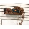 Image 1 : 17 1/2in First Nations wood carved "Bear" mask w/ copper eyes & cedar bark hair (unsigned)